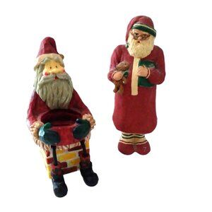 2 Santas - Carolyn Carpin Santa and Chimney sitting Santa Tealight Candle Holde